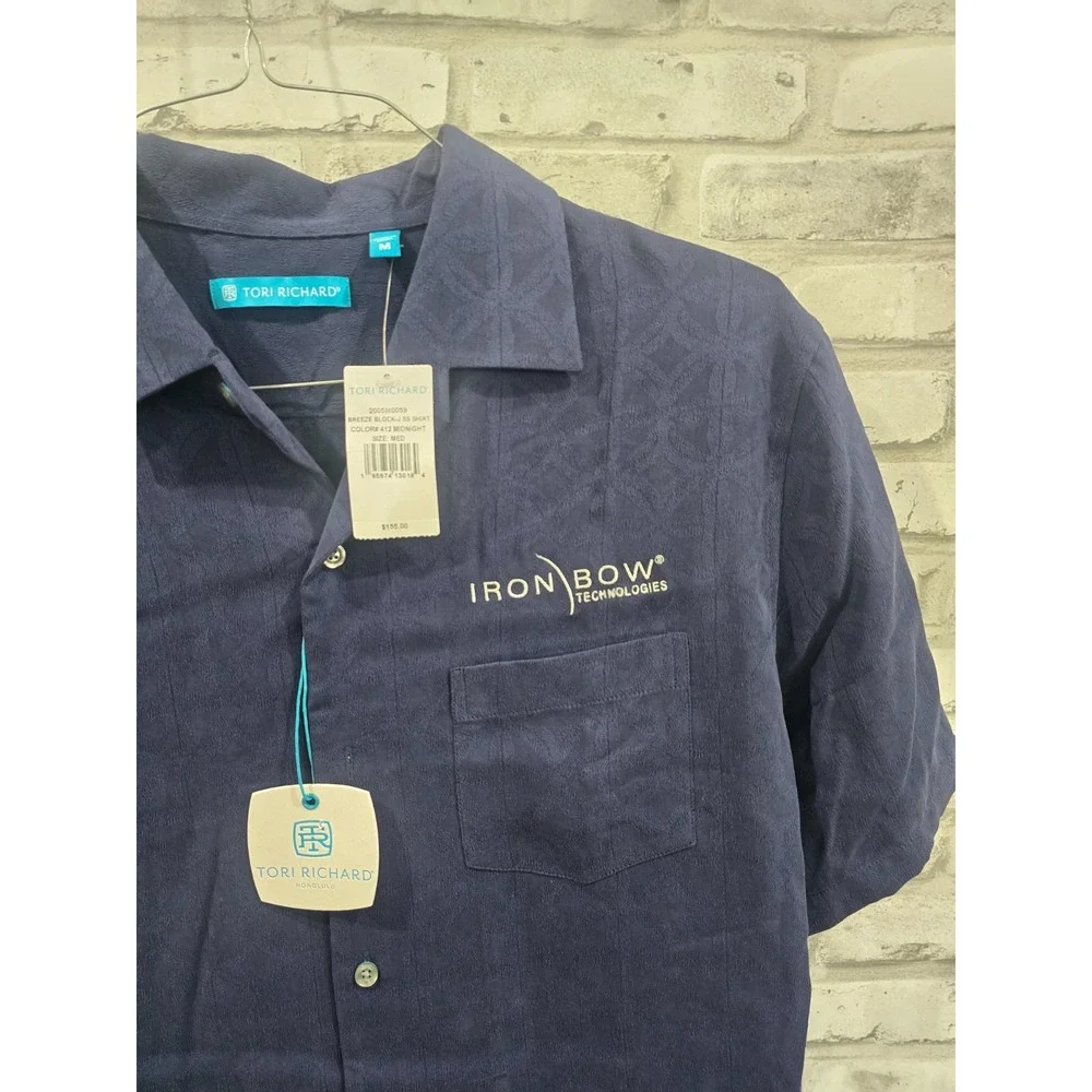 Tori Richard M‎ Geometric Breeze Block Midnight Blue Hawaiian/Aloha NWT Logo